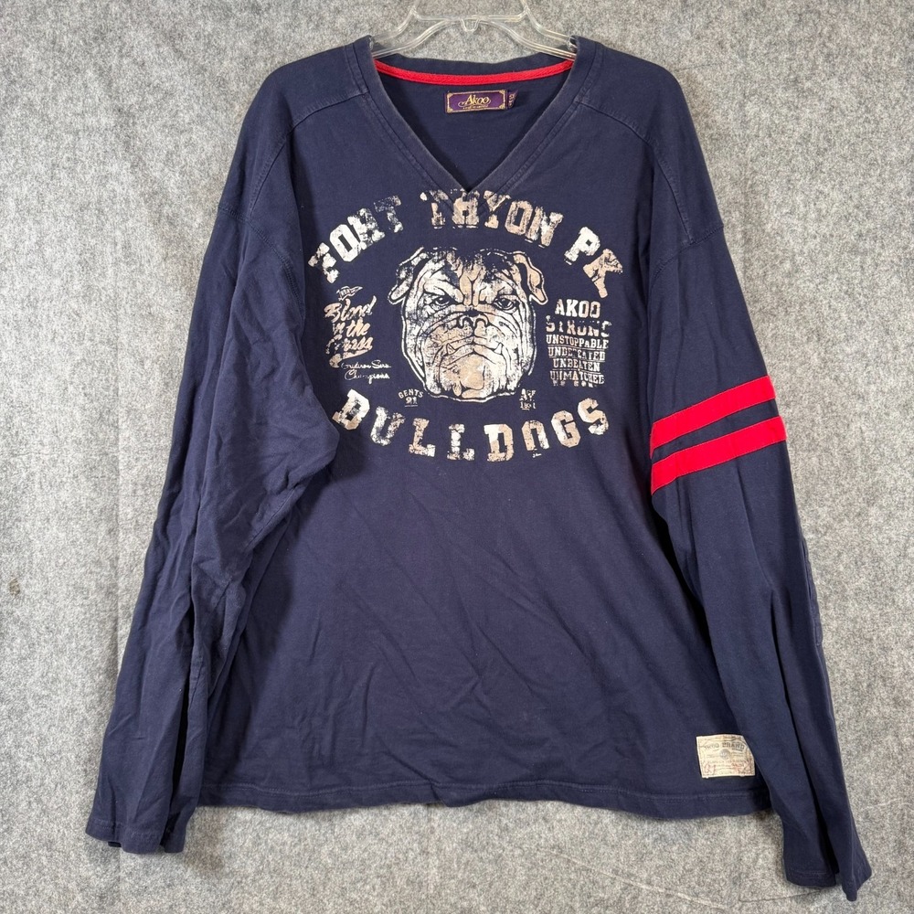 AKOO Shirt Mens 5XL Long Sleeve City Bulldogs Football Hip Hop Streetwear Y2K